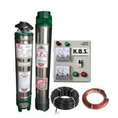 KBS V4 1.5HP 13 Stage Single Phase 250ft Head Range 32x32mm Water Filled Submersible Pump with Starter, 3 Core 30m Cable & 50ft Safety Wire