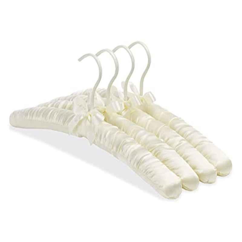Whitmor 4Pcs Silk Bone Satin Padded Hanger Set, 6101-45-C-BONE
