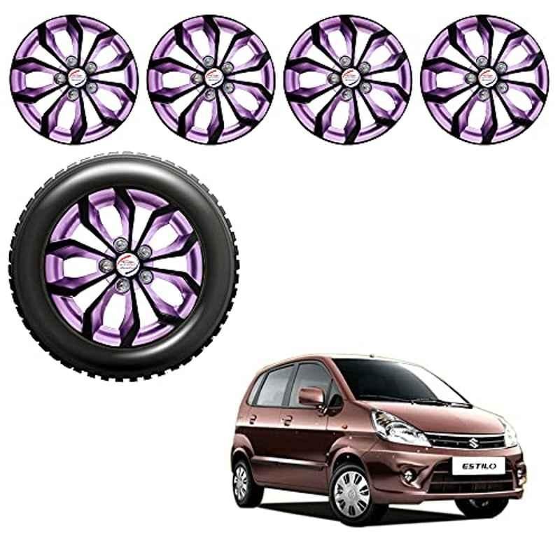 Auto Pearl 4 Pcs 13 inch ABS Black & Violet Car Wheel Cover Set for Maruti Suzuki Estilo T2