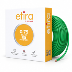 Polycab Etira 0.75 Sqmm 90m Green Single Core FR Multistrand PVC Copper Insulated Unsheathed Industrial Cable