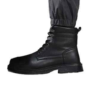 SPIEZ Leather Steel Toe Black Safety Shoes, Size: 10.5