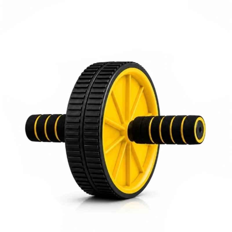 Shopeleven ABS Yellow Ab Wheel Roller with Knee Mat