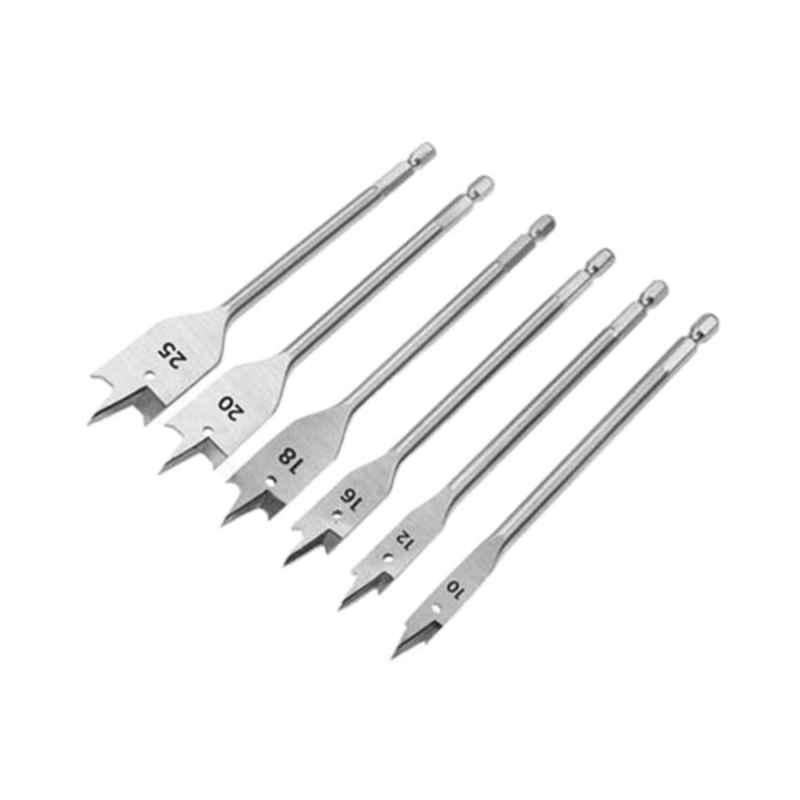 Tolsen 6 Pcs Carbon Steel Flat Wood Bits Set, 75655