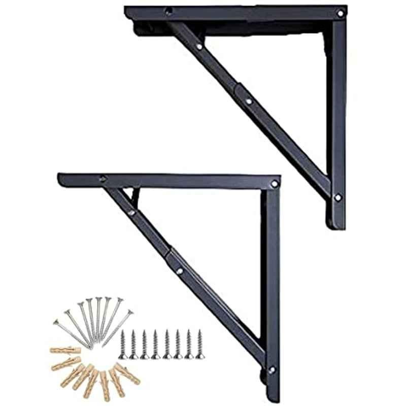 Abbasali 2 Pcs 16 inch 154 lbs Metal Collapsible Folding Shelf Bracket for Bench Table Set