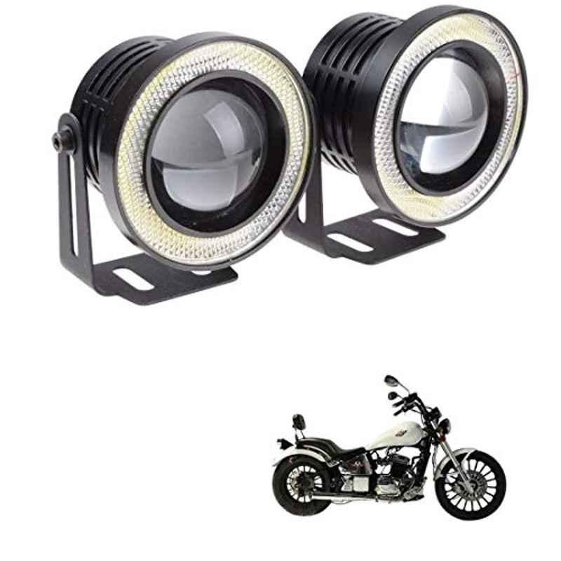 Kozdiko 2 Pcs 15W 3.5 inch High Power White LED Projector COB Fog Light Set with White Angel Eye Ring for Regol Raptor Daytona 350, koz_88167