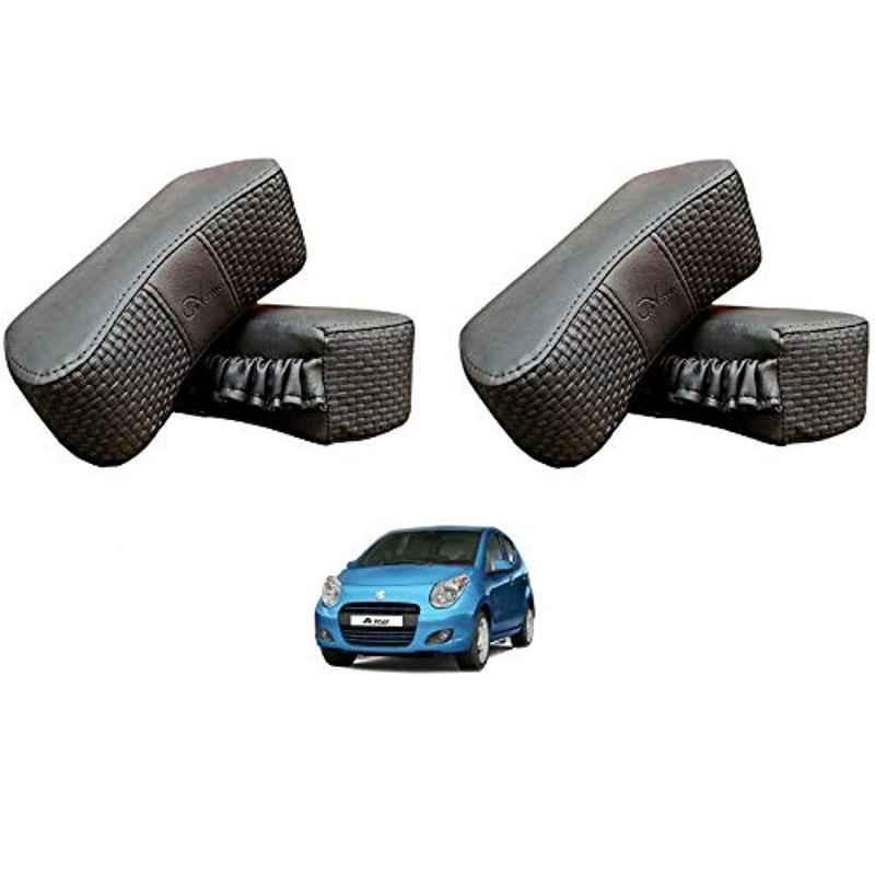 Kozdiko 4 Pcs CV Designer Grey Leatherite Neck Rest Car Cushion Pillow Set for Maruti Suzuki A-Star