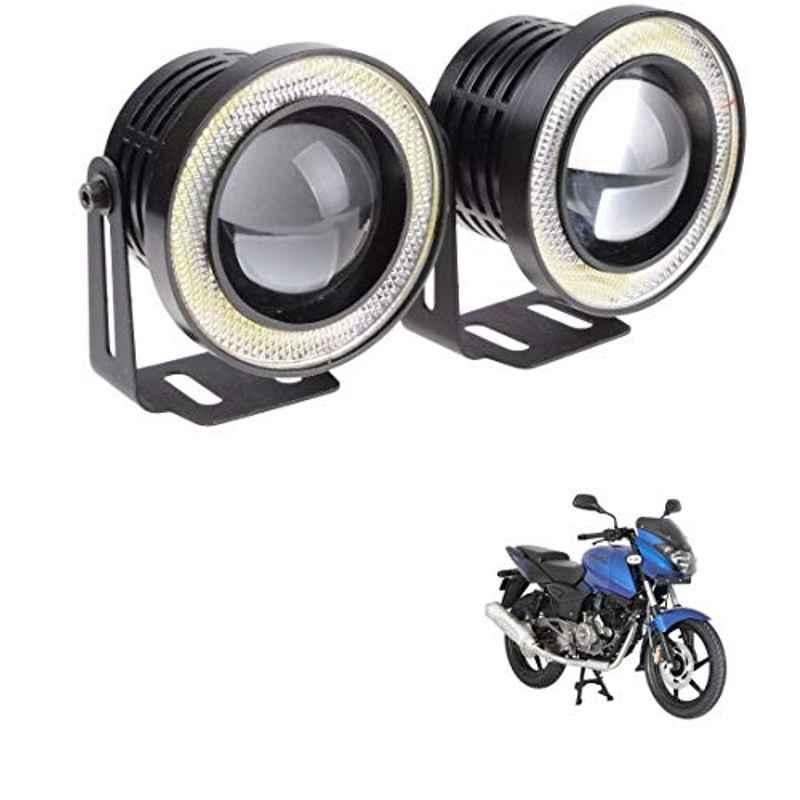 Kozdiko 2 Pcs 15W 3.5 inch High Power White LED Projector COB Fog Light Set with White Angel Eye Ring for Bajaj Pulsar 180, koz_88207