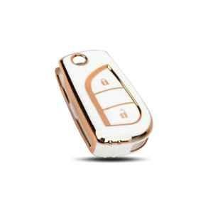 Flymaster Thermoplastic Polyurethane White TPU Car Key Cover, WHITE-TPURKE-20