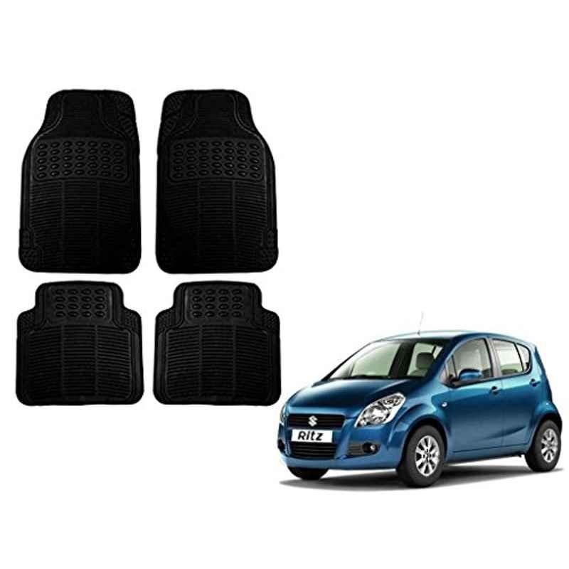 Kozdiko 4 Pcs Black Rubber Car Mat Set for Maruti Suzuki Ritz