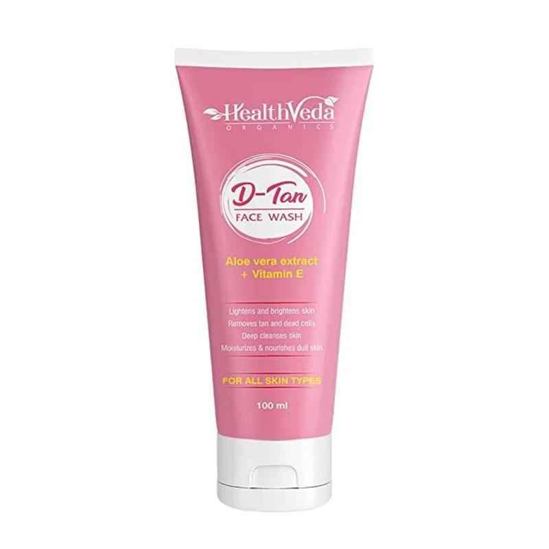 Health Veda Organics 100ml D-Tan Face Wash for Tan & Dead Skin Cells Removal