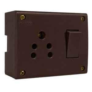 Gold Coast 6A Polycarbonate Brown Single Switch Socket Combined Box, 2143-BR