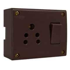 Gold Coast 6A Polycarbonate Brown Single Switch Socket Combined Box, 2143-BR