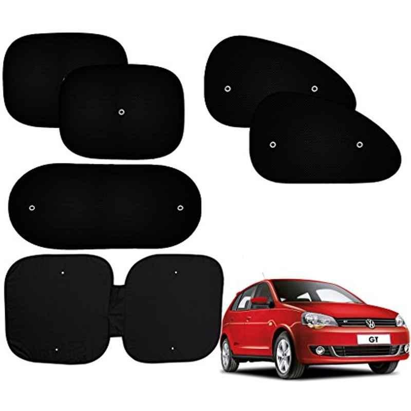 Auto Pearl 6 Pcs PVC & Mesh Black Window, Front & Rear Sun Shade Set for Volkswagen Polo Vivo GT