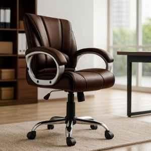 Zidle Alpha Faux Leather Brown Medium Back Ergonomic Chair