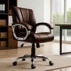 Zidle Alpha Faux Leather Brown Medium Back Ergonomic Chair