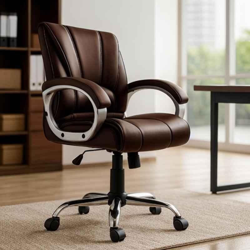 Zidle Alpha Faux Leather Brown Medium Back Ergonomic Chair