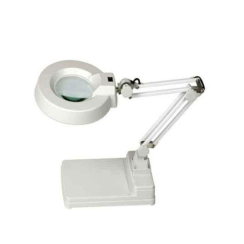Delta Imports 20X 5 inch Metal White Tabletop LED Magnifier with Adjustable Arm & Base, 1012B