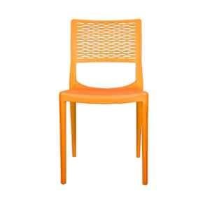 Diya Spring Orange Solid Back Plastic Chair without Arm
