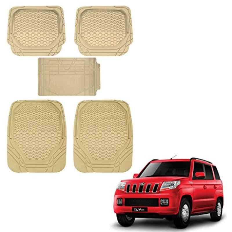 Kozdiko 5 Pcs 8855TW Beige Car Foot Mat Set for Mahindra TUV 300, koz_39691