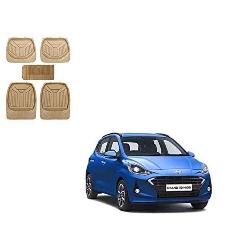 Kozdiko 5 Pcs Rubber Beige 3G Rubber Mat Set for Hyundai Grand i10 Nios