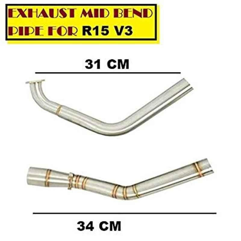 AOW Mid Silencer Bend Pipe for Yamaha R15 V3 Stainless Steel T-15 (Pack of 2)