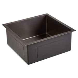 Happy Homes 18x16x9 inch Stainless Steel 304 Grade Handmade Black Matt Finish Single Bowl Kitchen Sink