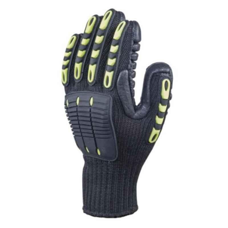 Deltaplus Mechanic Nysos Polyester Yellow & Black Safety Gloves, VV904, Size: 11