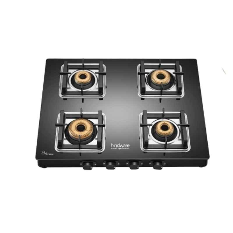 Hindware Arsenio 4B Glass Top Cooktop with 4 Brass Burner & Manual Ignition, CT 100231