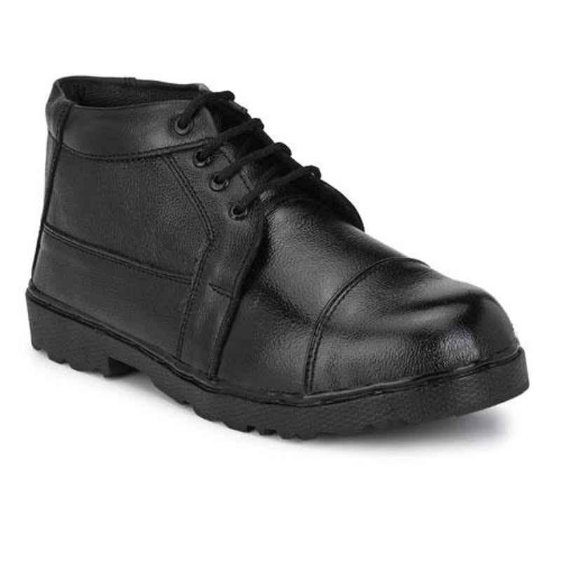 Timberwood TW06 Leather Steel Toe Black Safety Shoes, Size: 9