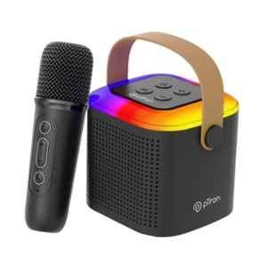 pTron Fusion Tunes 16W Black Mini Bluetooth Speaker with Wireless Karaoke Microphone, 8 hrs Playtime, Multicolour RGB Lights & Multi-Play Modes