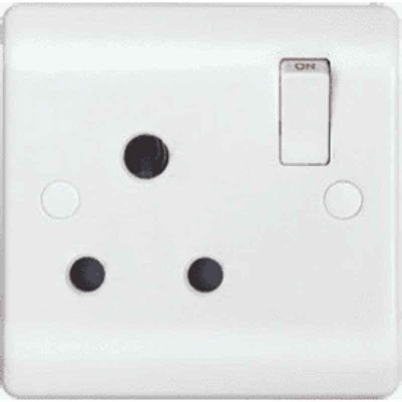 Micron 15A 1 Gang Bakelite White Round Pin Switch Socket, MME0267
