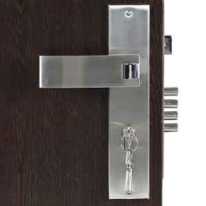 Handle Waala Vespa 10 inch 60mm Stainless Steel Silver Cylindrical Plate Both Side Key Mortise Door Lock Set