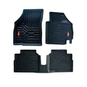 Pruvu 3 Pcs TPE Black 2 Row Car Floor Mat Set for Manual Maruti Suzuki Wagon-R 2019, PRU-TFM 023