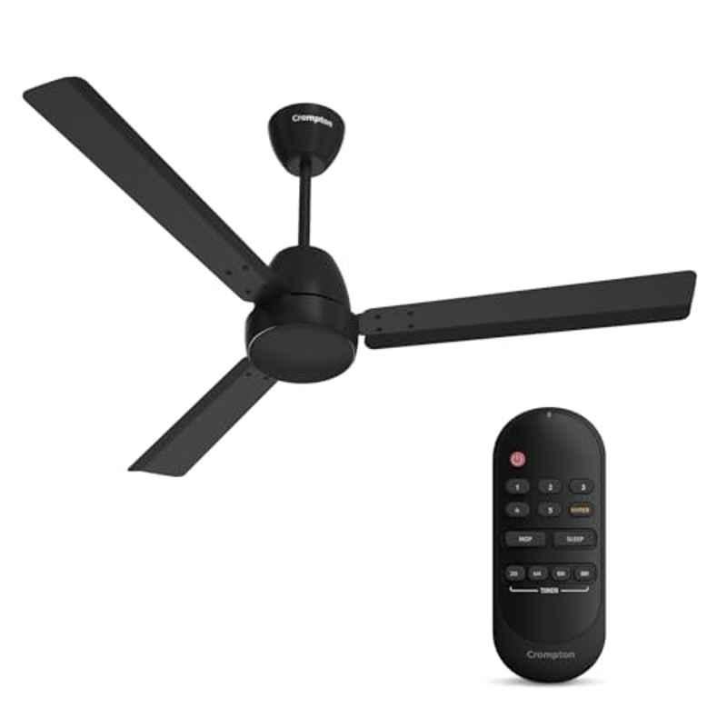 Crompton Energion Nucleoid 30W 340rpm Matt Black 5 Star BLDC Ceiling Fan, Sweep: 1200 mm
