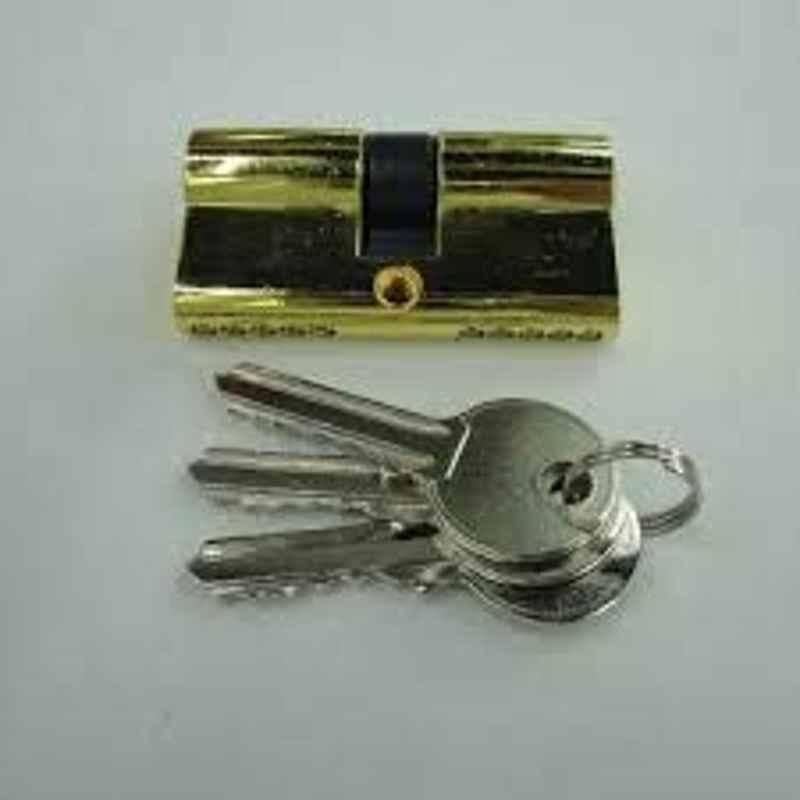 Door Lock Cylinder With 3 Key Gp (Golden Colour) (80mm)