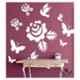 Kayra Decor 16x24 inch PVC Bird, Rose and Butterfly Wall Design Stencil, KHS387