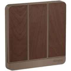 Schneider Electric AvatarOn 16A 250 VAC 1 Way Polycarbonate Wood Colour 3 Gang Switch, E8333L1LED_WD_G8