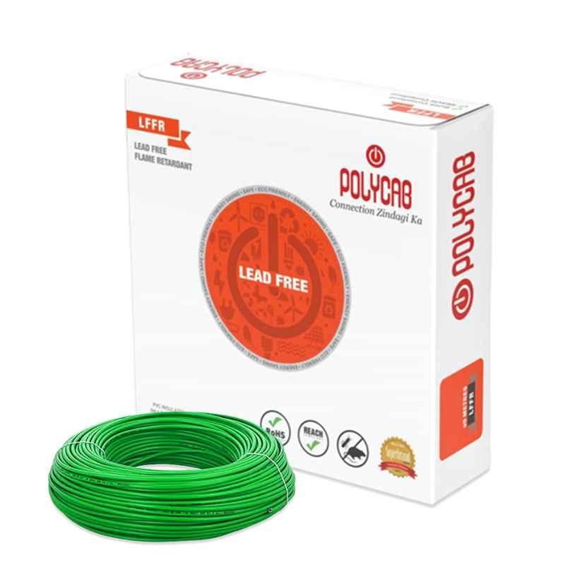 Polycab 4 Sqmm 90m Green Single Core FRLF Multistrand PVC Insulated Unsheathed Industrial Cable