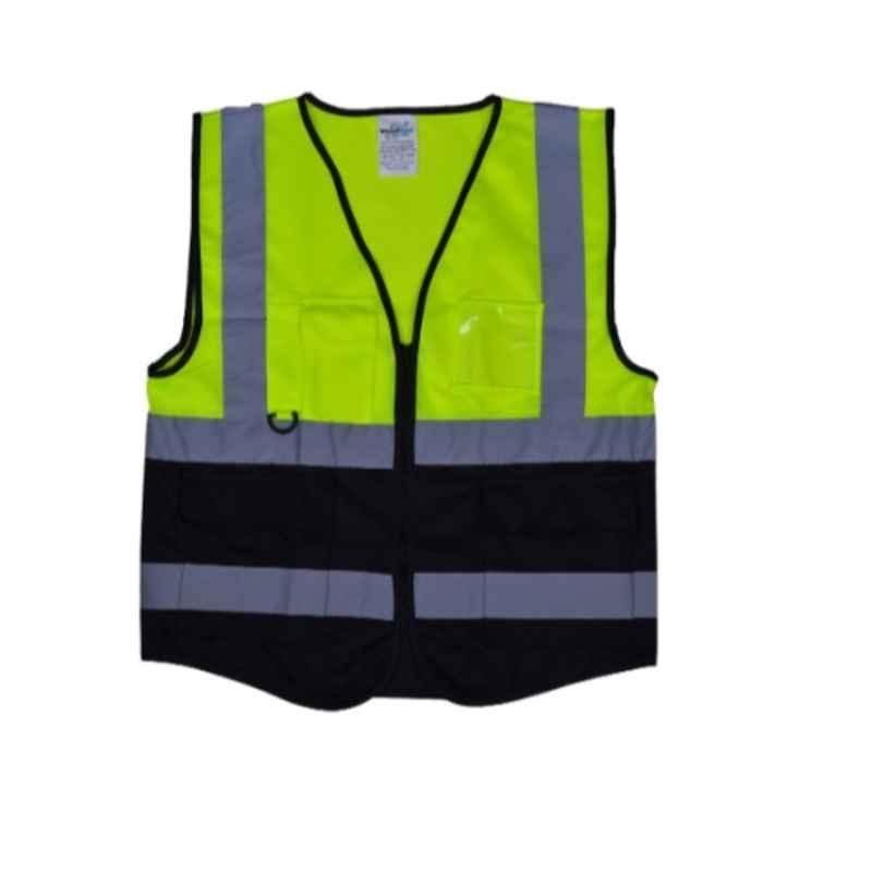 Vaultex BKM 100% Polyester Yellow & Black Executive Fabric Vest with 5 Pockets, Size: Medium