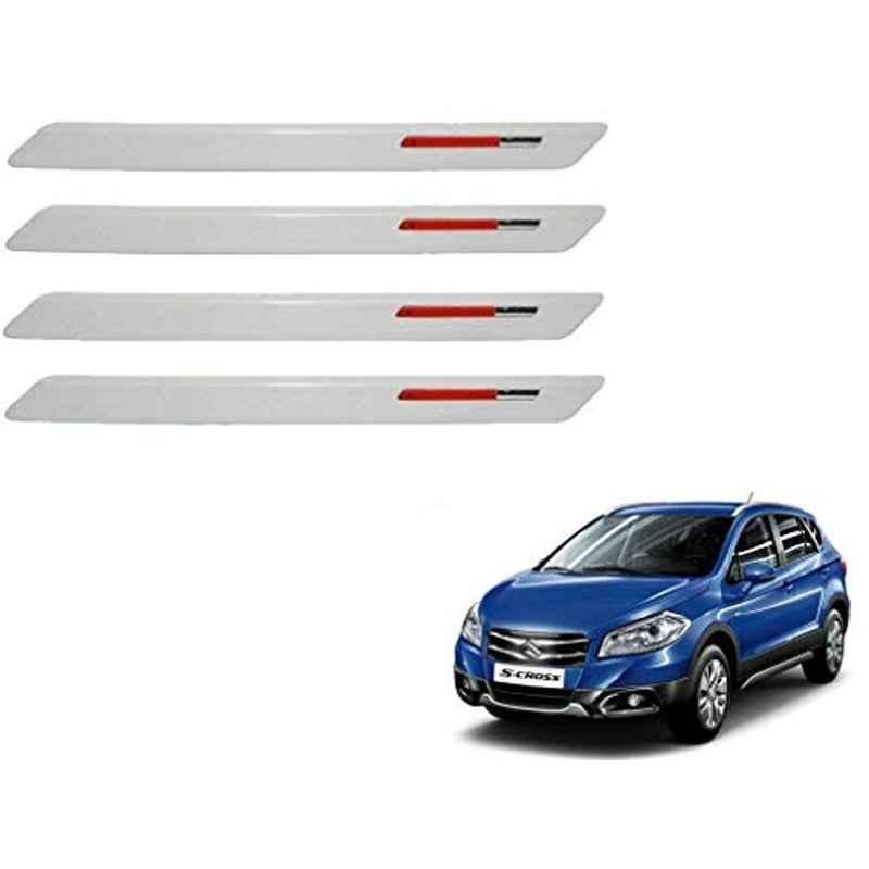 Kozdiko 4 Pcs White & Red Designer Car Bumper Protector Set for Maruti Suzuki S-Cross