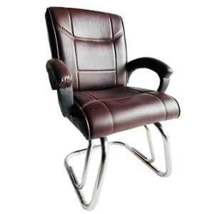 P P Chair Leatherette Coffee Medium Back Double Pipe Heavy Duty Metal Frame Office Chair