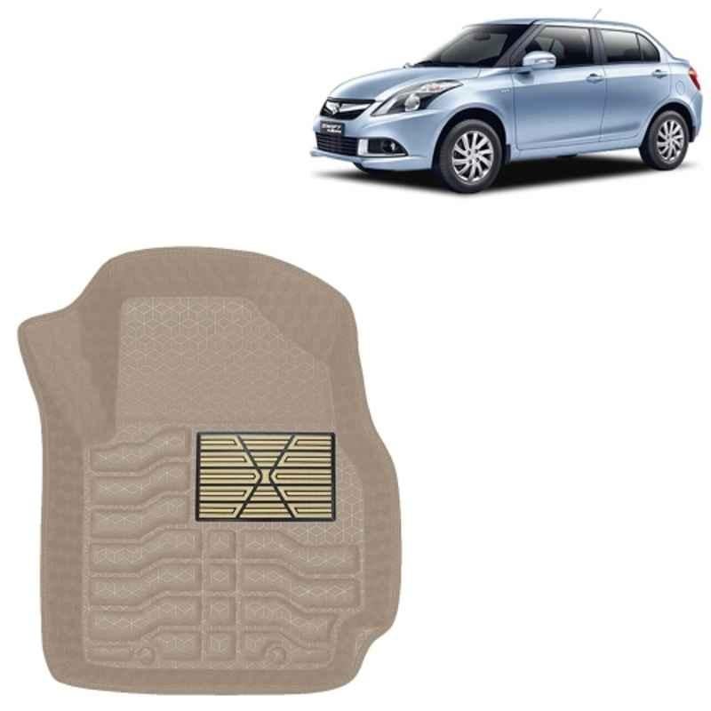 Kingsway 3 Pcs Premium 4.5D 100% Waterproof Tray Shape PVC Beige Car Floor Mat Set for Maruti Suzuki Swift Dzire 2012 to 2017 All Model