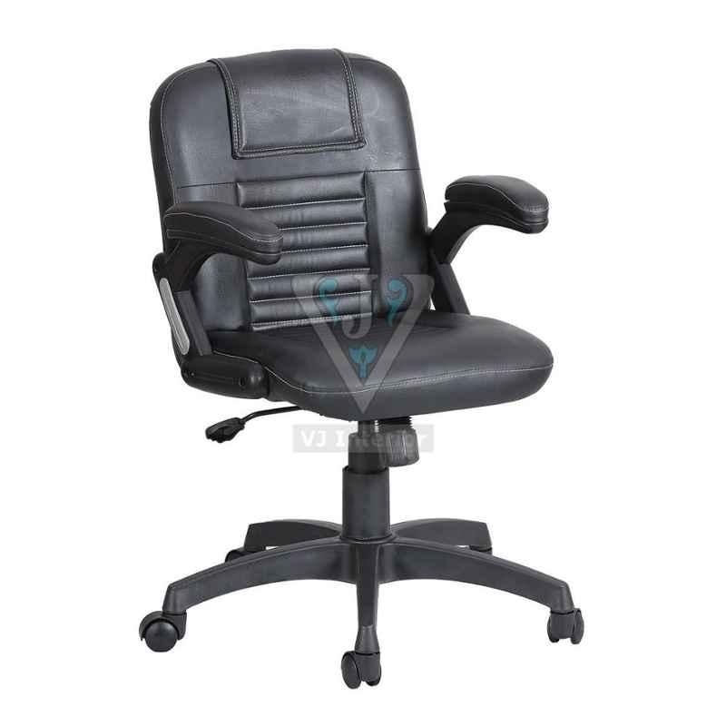 VJ Interior 18x16 inch Black Mid Back Leatherette Office Chair, VJ-2018