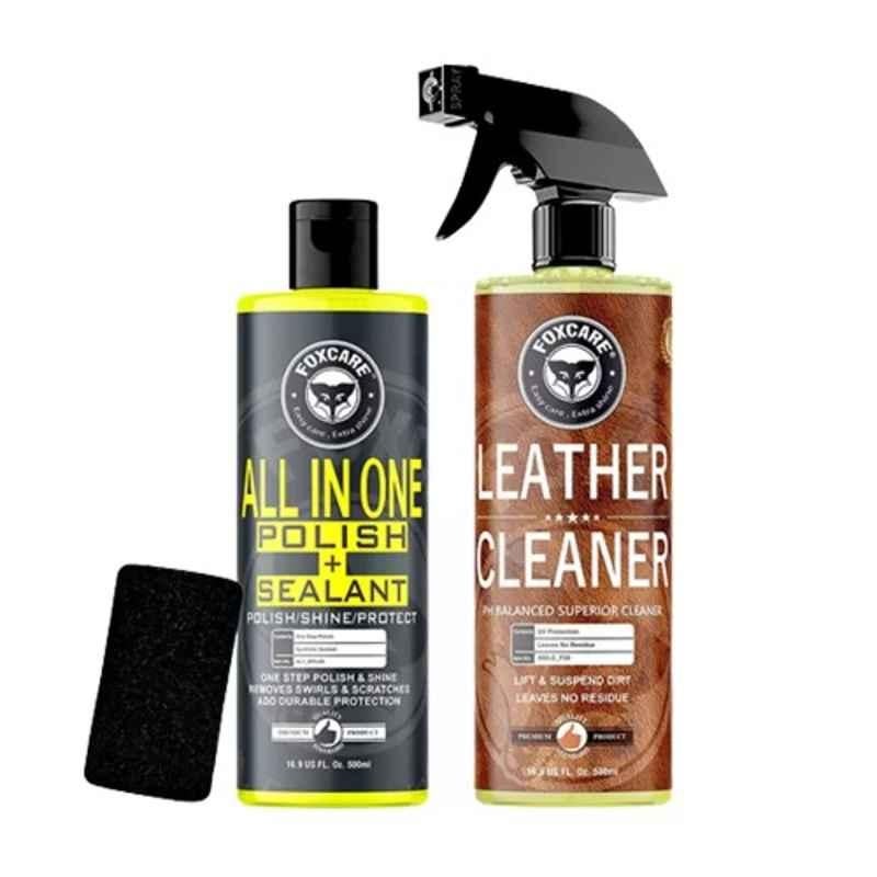 Foxcare 500 Ml Brown & Yellow Liquid Liquid Leather Multipurpose Polish & Leather Cleaner (Pack of 2)