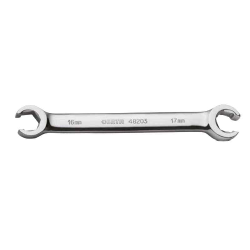Sata GL48203 16x17mm CrV Steel Steel Metric Flare Nut Wrench, Length: 193 mm