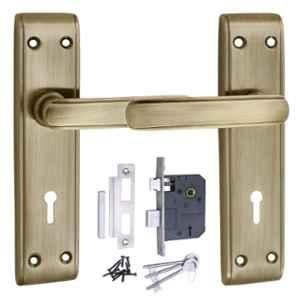 ATOM 7 inch Brass & Iron Brass Antique Finish Mortise Door Lock Set, MH-610-KY-BA