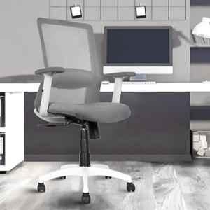 Rose Filo Mesh White & Grey Medium Back Revolving Ergonomic Office Chair