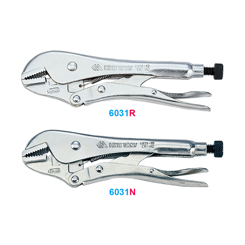 King Tony 185mm Straight Jaw with Adjusting Screw & Release Lever Locking Plier, 6031-07N