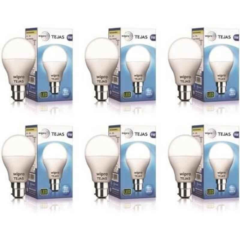 Wipro Tejas 9W Cool Day White Standard B22 LED Bulb, N95001 (Pack of 6)