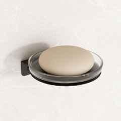 Plantex Single Soap Dish/Stainless Steel Glass Soap Holder/Case/Stand/Soap Bar for Kitchen/Bathroom Accessories Black